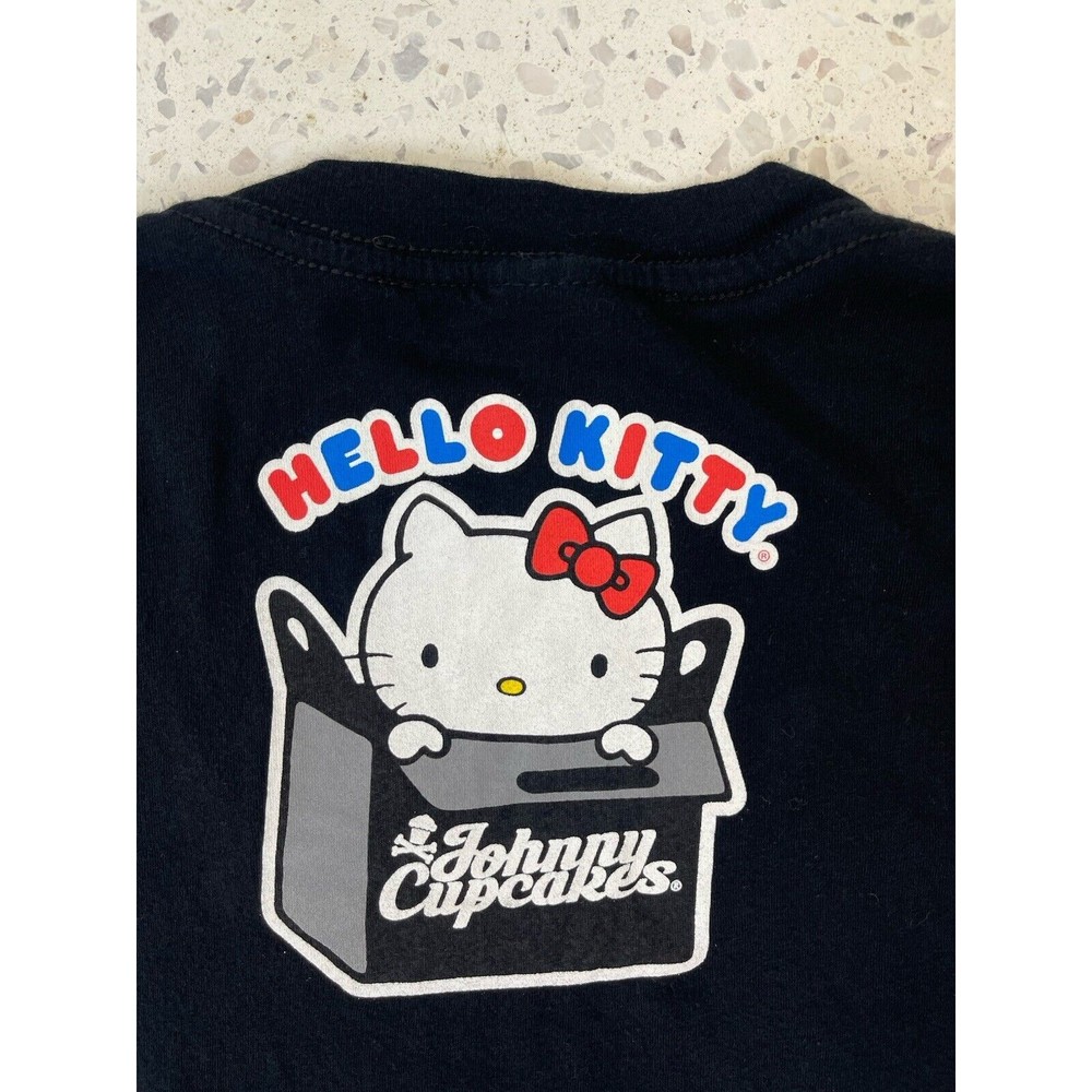 Vtg Johnny Cupcakes Women Medium Black TShirt Hello Kitty Streetwear Kawaii Cute - Picture 4 of 11